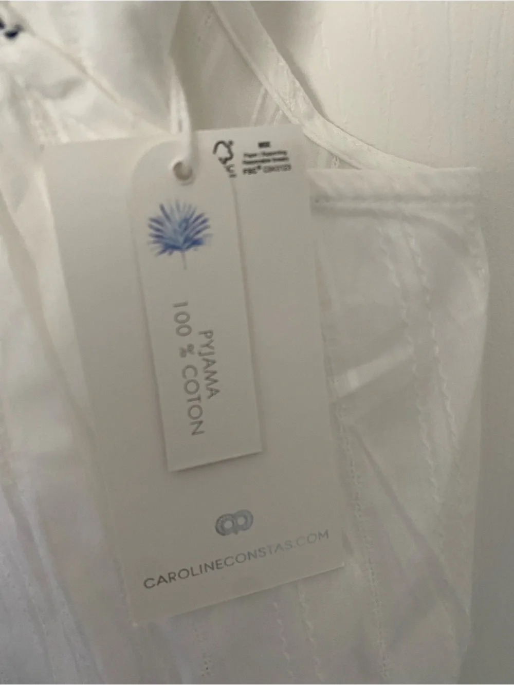 Caroline Constas 100% Cotton Two-Piece Tank & Shorts Set with Navy Trim NWT - Picture 5 of 5